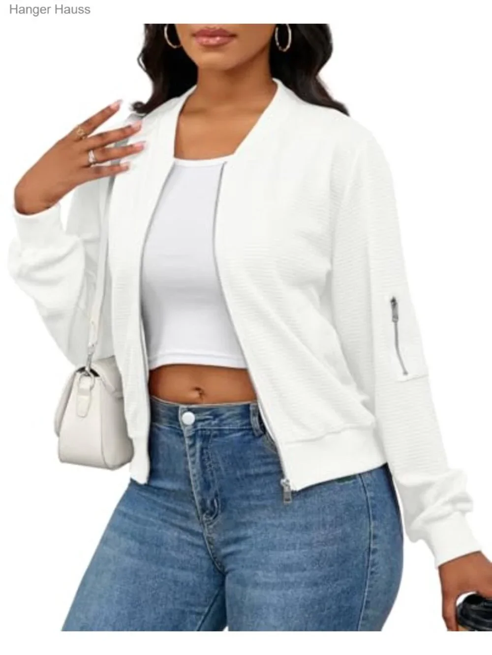 Women Casual Full Zip Comfy Loose Long Sleeve Sweatshirt Jacket with Pockets